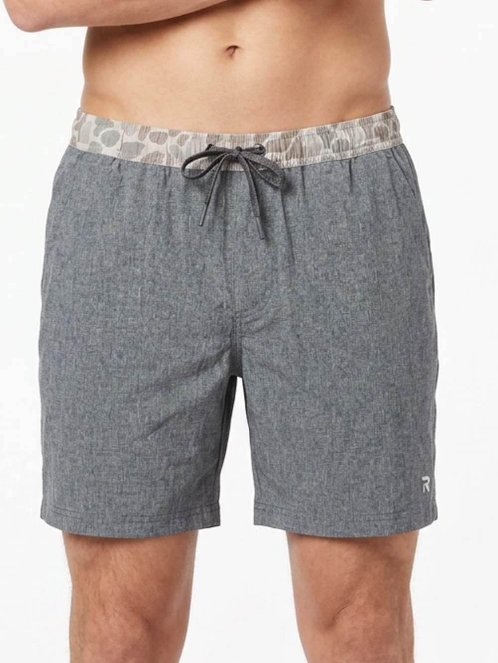 BURLEBO | Dark Gray Athletic Shorts with Camo Waistband Men’s Size Large